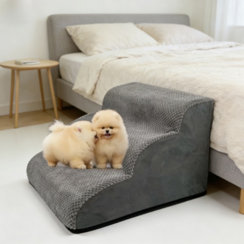Calming Dog Bed - 미끄럼 방지 탈착식 스펀지 애완동물 사다리