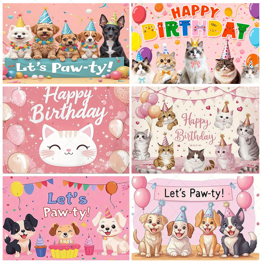 Pet Supplies Outlet - 만화 고양이 개 테마 어린이 생일