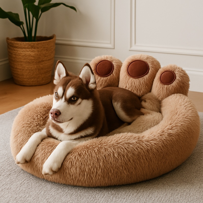 Calming Dog Bed - 대형 부드러운 플러시 애완동물 쿠션 침대,