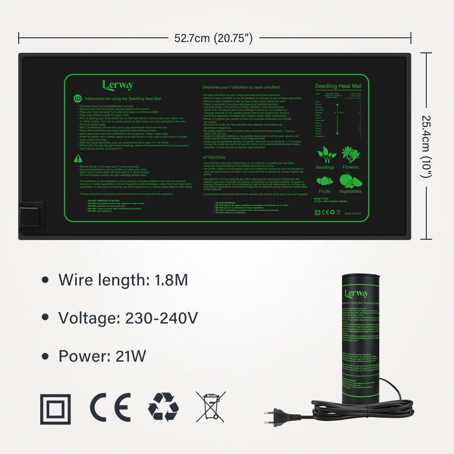 LERWAY 21W 묘목 가열 매트 EU 플러그 실내  - Reptile Heating Mat 리뷰 및 가격